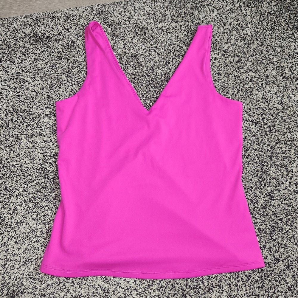 Express Body Contour Tank Top V-Neck Magenta Pink Slimming Business Office Sz L